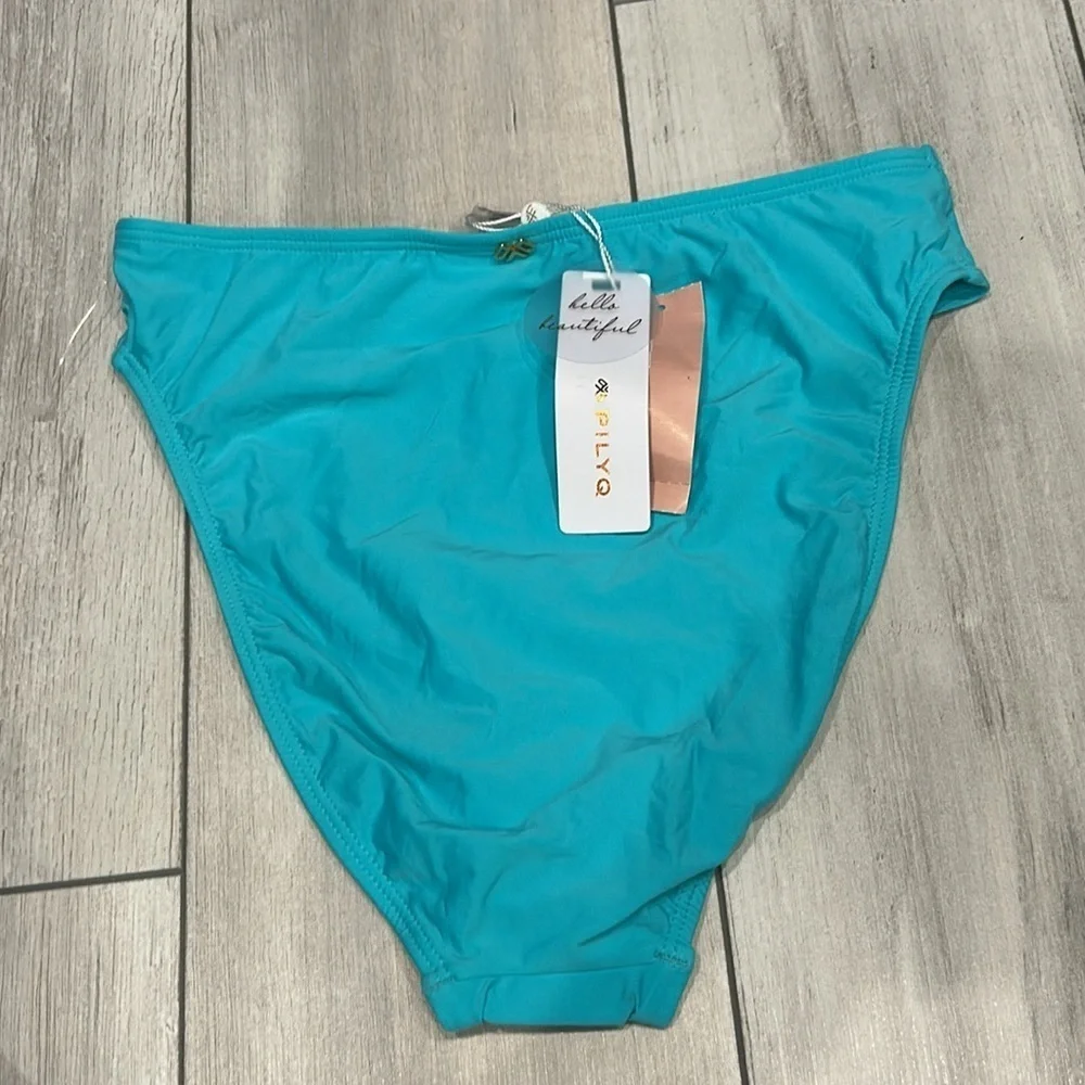 Pilyq Saltwater Hilary high waist full back swim bikini bottom size small